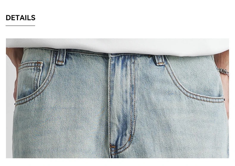 Straight Jeans Summer 2025 New Thin Retro Loose Casual Fashion Wide Pants Straight Pants Large Size Jeans 25-36