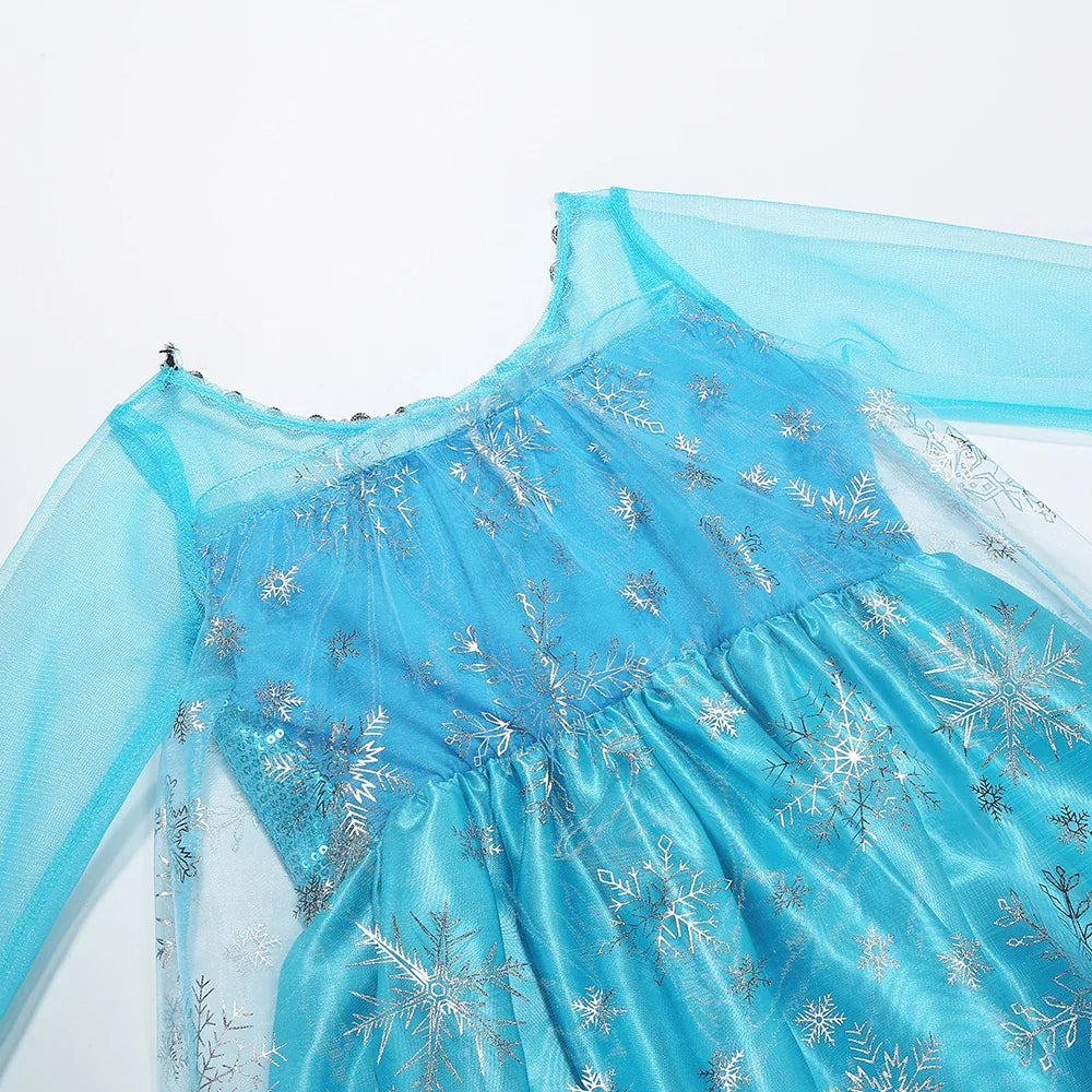 2026 Vestidos Snow Queen Princess Dress Girls Costume Halloween Kids Role-play Carnival Children Birthday Party Dress