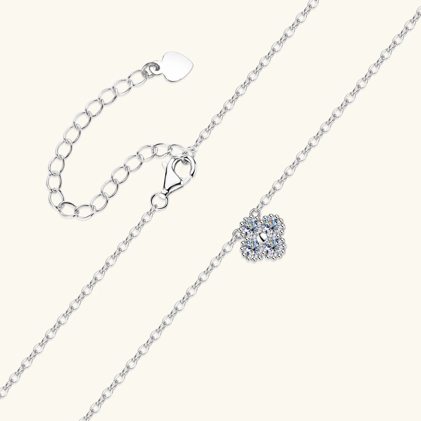 3mm Certified Moissanite Pendant Necklace for Women Classic Clover Flower Neck Chain 100% Pure 925 Silver Chain Charm
