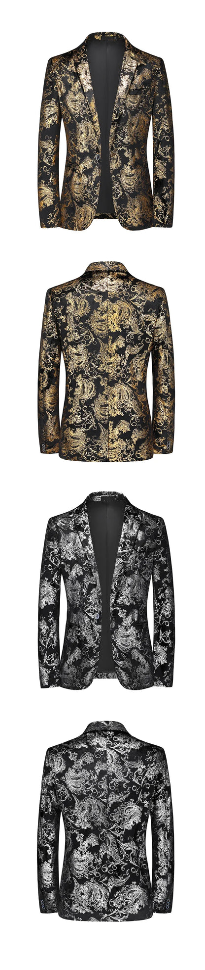 Plus Size 6XL-M Spring Luxury Men Bronzing Print Blazers 2025 New Slim Wedding Nightclub Party Dress Mens Clothing Suit Jackets