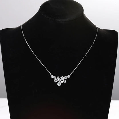 4.8cttw Full Moissanite Pendant Necklace for Women S925 Silver Round & Pear Cut Lab Diamond Necklace Party Wedding Jewelry Gift