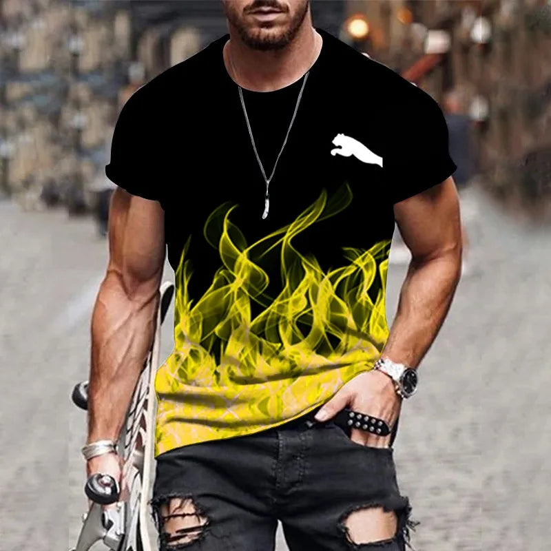 2024 Men's T-shirt gradient design printed casual short sleeved T-shirt outdoor street fashion men shirt plus size clothing ﻿