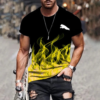 2024 Men's T-shirt gradient design printed casual short sleeved T-shirt outdoor street fashion men shirt plus size clothing ﻿