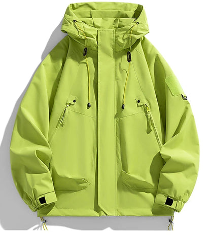 Windbreakers Men Hooded Jacket Zipper Coat Cargo Waterproof Black Bomber Camping Loose Thin Softshell Hooded Hiking Jacket
