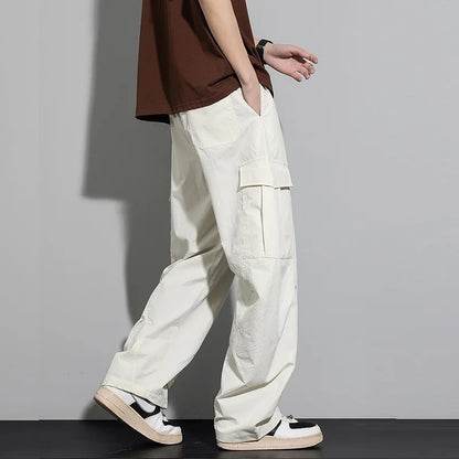 Big Size 8XL Men Casual Pants Elastic Waist Cargo Trouser Male Scimitar Banana Curved Plus Large Drawstring Fashion Straight 6XL