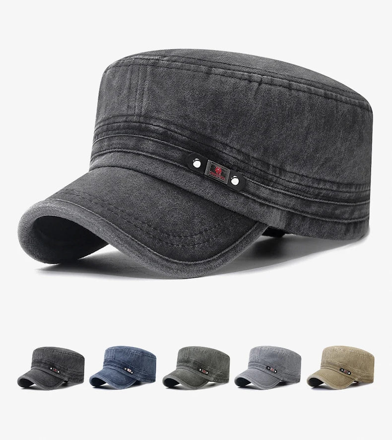 New Washed Hat Made Old Cotton Flat Top Autumn And Winter Peaked Hat Outdoor Breathable Faded Visor Hat Men