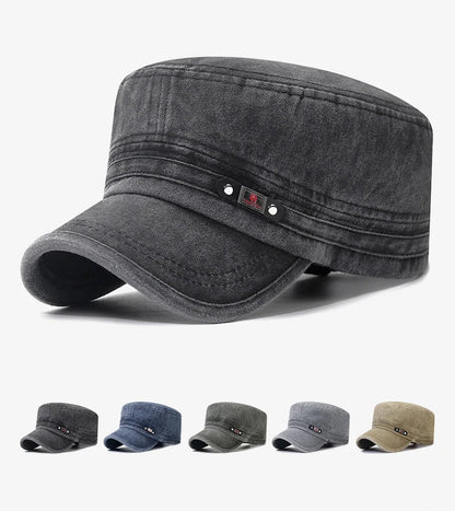 New Washed Hat Made Old Cotton Flat Top Autumn And Winter Peaked Hat Outdoor Breathable Faded Visor Hat Men