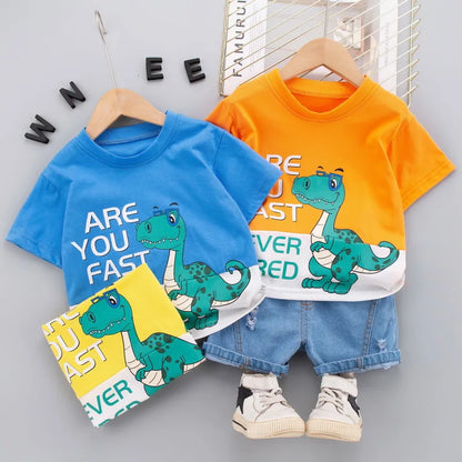 Fashion Cute Baby Boys Clothing Sets High-Quality Short T-Shirt + Denim Shorts 2-Piece Suits Summer Cotton