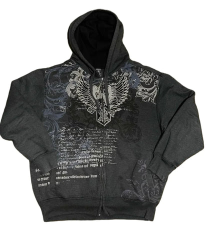 Mountainous Carving Harajuku Hoodie Y2K New Fleece Thickened Got Print Zipper Hoodie Women Street Hip Hop Joker Loose Sweatshirt