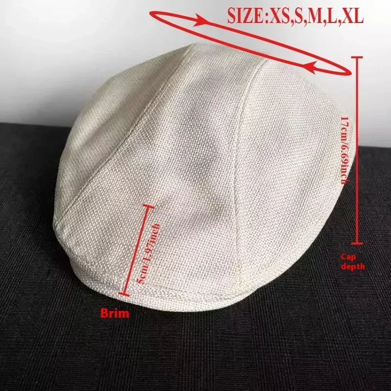 Big Size Summer Linen Solid Newsboy Caps Men and Women Painter Beret Hats Adult Casual Ventilate Sunprotection Advancing Hat