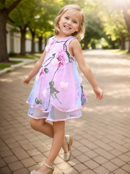 Summer Girls Flower Dress Kids Girl Beach Dresses Chiffon Kids Dresses Floral Teenager Girls Clothes 6 8 10 12 14 Year