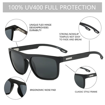 Retro Square Polarized Sunglasses Shade Men Lightweight TR90 Frame UV400 Protection Fashion Sun Glasses ZS3209