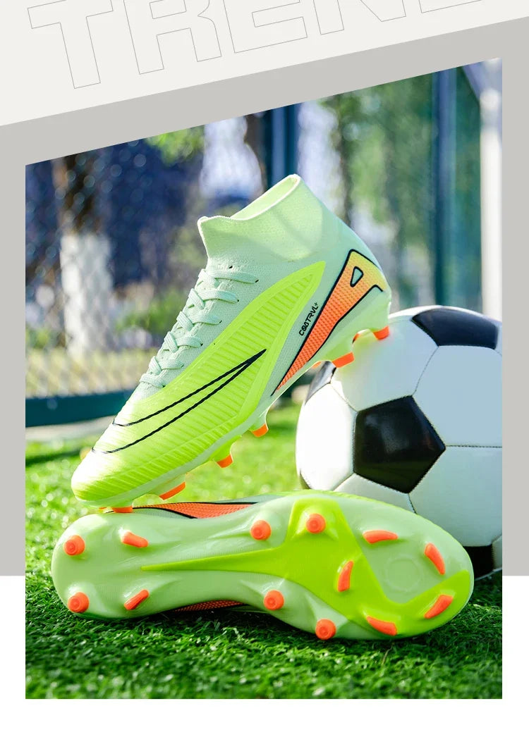 Men Professional Soccer Shoes Outdoor High-Top Sports Football Boots Long Spikes Artificial Grass Training Non Slip Sneakers