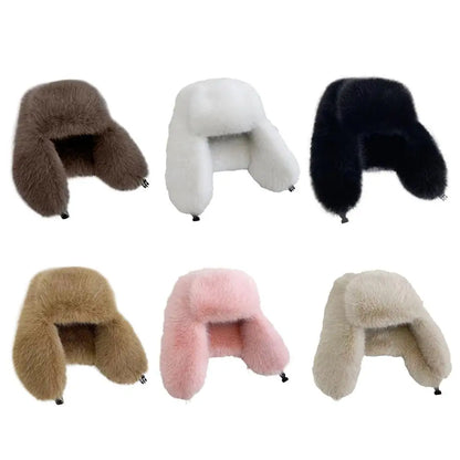 Faux Fur Bomber Hat Or Women And Men Windproof Warm Earmuffs Windproof Earflap Cap Thickened Russian Caps Ear Protection Hats