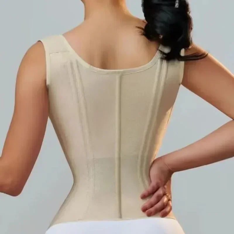 Fajas Body Shaper Shapewear Women Vest Tops Double Compression Waist Trainer Corset Adjustable Zipper and Hook-eyes