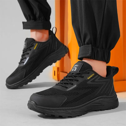 Summer Breathable Men Labor Shoes Lightweight Work Safety Boots Sneakers Anti Nail Indestructible Steel Toe Male Footwear