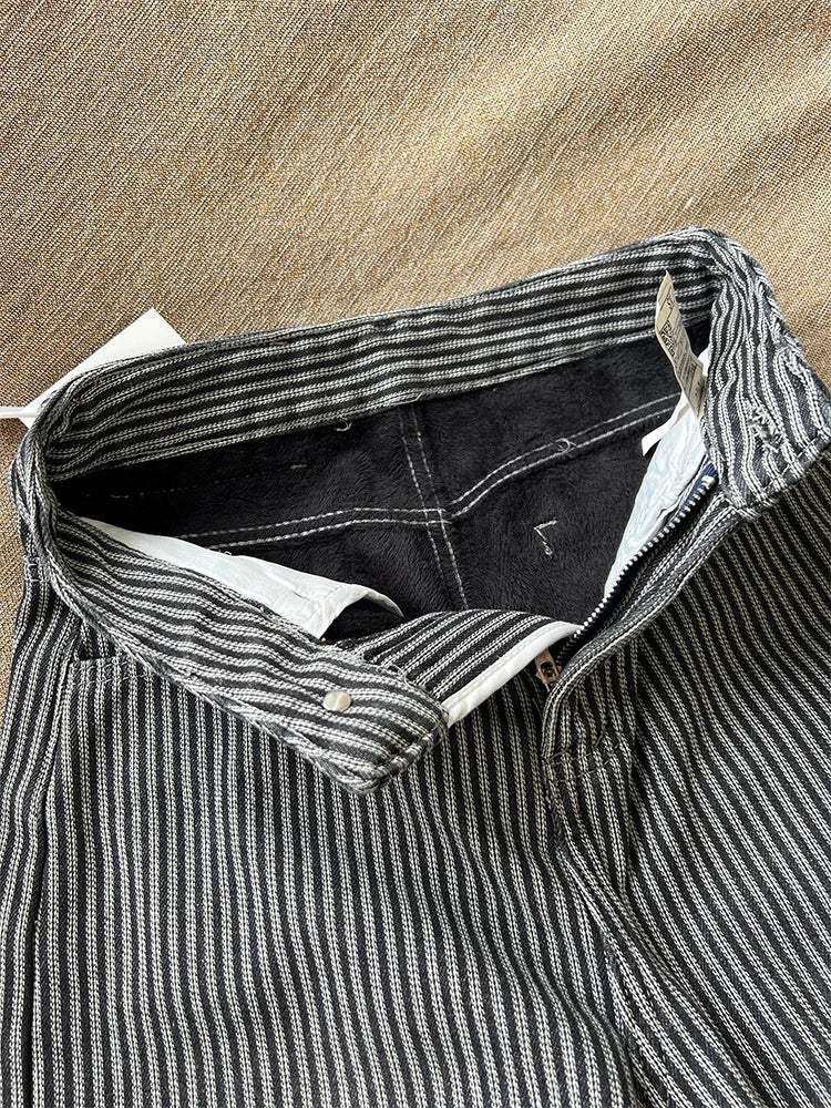 2025 Winter Women's Korean Designer Striped Velvet Denim Pants Y2K 2000s Warm Vintage Baggy Jean Japanese Harajuku Jeans New In