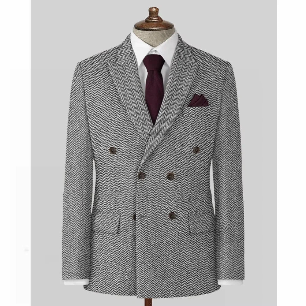Men's Casual Blazer Herringbone Slim Fit Single Breasted Stylish Comfortable Jacket Men's Coat Double Breasted Blazer Men's Suit