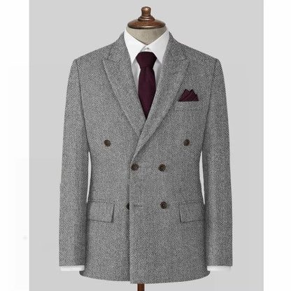 Men's Casual Blazer Herringbone Slim Fit Single Breasted Stylish Comfortable Jacket Men's Coat Double Breasted Blazer Men's Suit