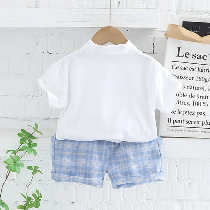 Summer Kids Clothes Set for Boys Girls Patchwork T-Shirt Shorts 2Pcs Suit Toddler Baby Clothing Infant Outfit for Ages 1-5 Years