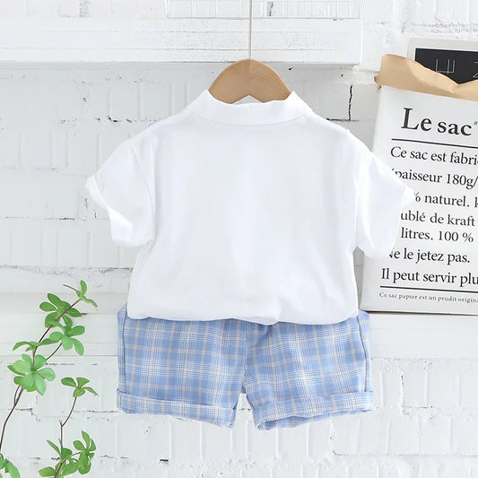 Summer Kids Clothes Set for Boys Girls Patchwork T-Shirt Shorts 2Pcs Suit Toddler Baby Clothing Infant Outfit for Ages 1-5 Years