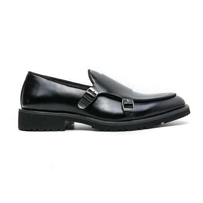 Men Fashion Formal Handmade Monk Shoes Derby  Dress Leather Gentleman Double Buckles Monk Shoes Pointed Wedding Shoes 2024