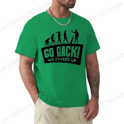 Evolution Themed Humor Print Men's T-Shirt Clothing Oversized Humorous Graphic Tee Shirts for Women Tops Tees Hip Hop Streetwear