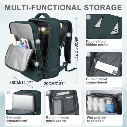 Easyjet Cabin Bag 45x36x20 Backpack, 40x20x25 Ryanair Carry-Ons, Women/Men Aeroplane Travel Backpack, Cabin Size Laptop Backpack