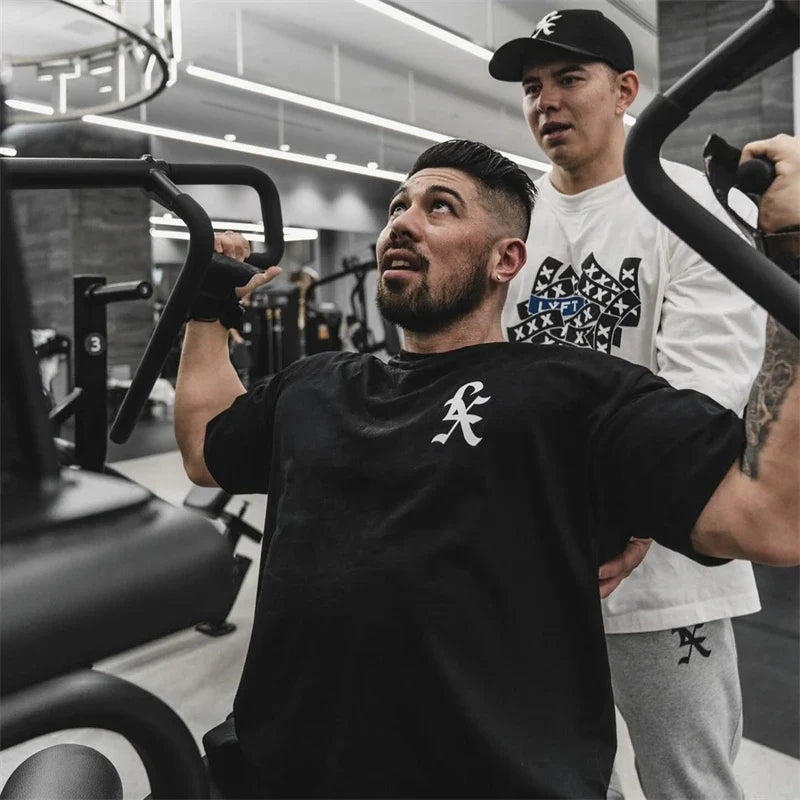 Joint Men Sports T Shirt Oversize Cotton Summer Tee Training Running Shirts Man Streetwear Short Sleeve Mens T-shirt