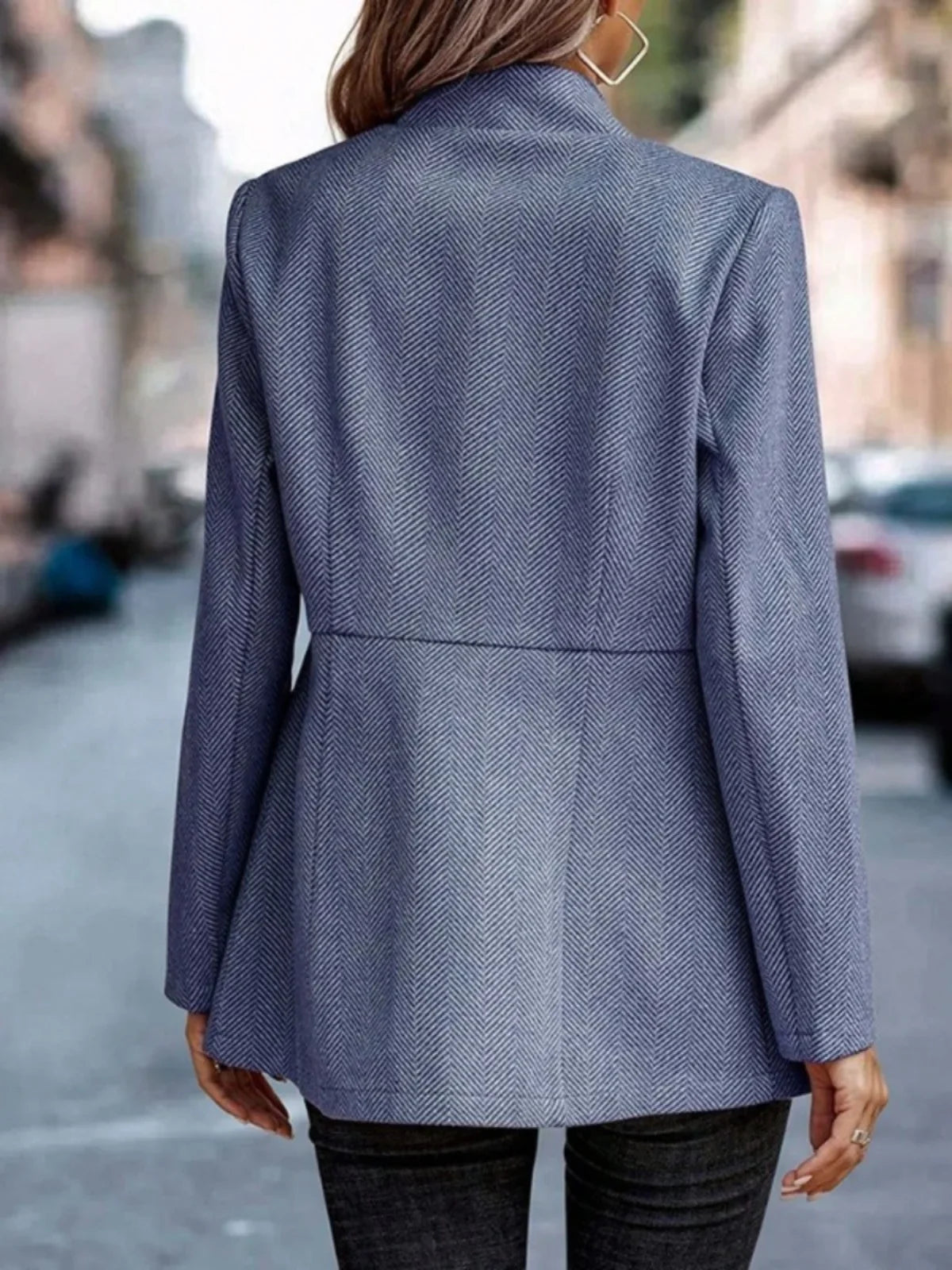 Commute Style Simple Design Woolen Suit Coat Pink Lapel Open Cardigan Short Length Polyester Fiber Women's Fashion Outerwear