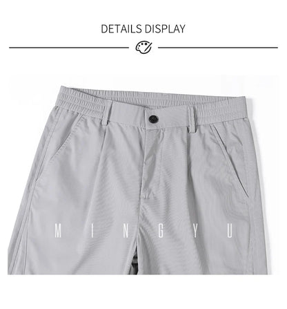 2026 New High Quality Summer Casual Pants Men Solid Color Straight Work Light Gray Outdoor Style Youth Khaki Thin Trousers Male