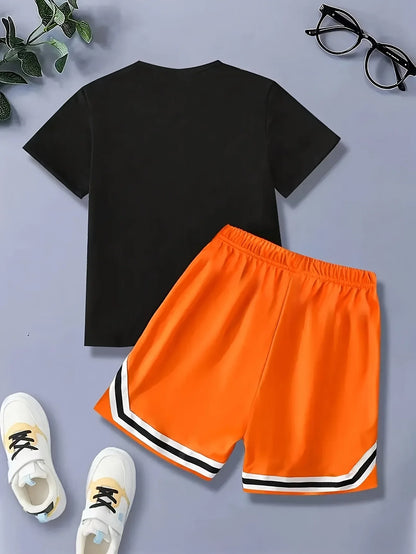 Summer 2025 Bestseller Street Casual Fashion Outdoor sports Youthful Vitality 3D letter printed Youth Set