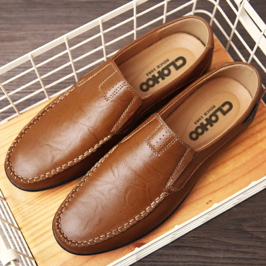 Genuine Leather Men Casual Shoes Luxury Brand Mens Loafers Moccasins Breathable Slip on Black Driving Shoes Plus Size 37-47