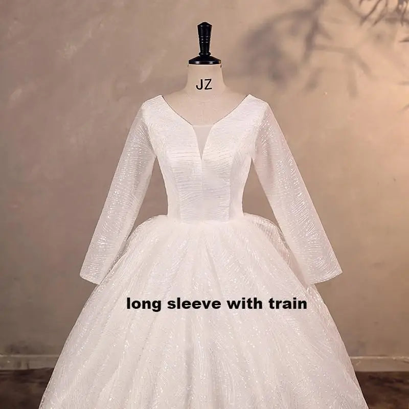 Cheap Wedding Dress Shiny Wedding Dress Classic Boat Neck Bridal Party Gown Vestido De Noiva Robe De Mariee Customized