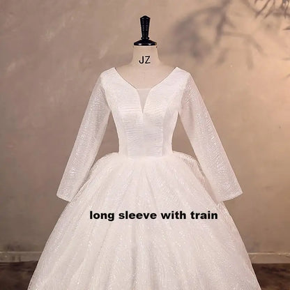 Cheap Wedding Dress Shiny Wedding Dress Classic Boat Neck Bridal Party Gown Vestido De Noiva Robe De Mariee Customized