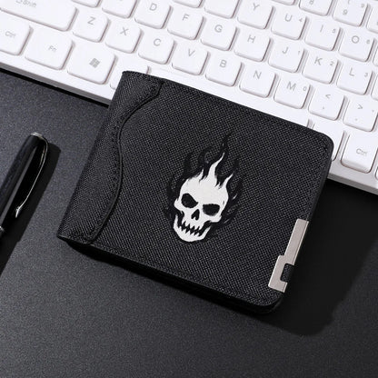 Men's Casual Canvas Wallet Quirky Skull Design Coin Purse Student Credit Card Holder Wallet