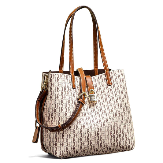 Tote Bag Spring Large Capacity Handbag Simple Beige 27x12x22cm