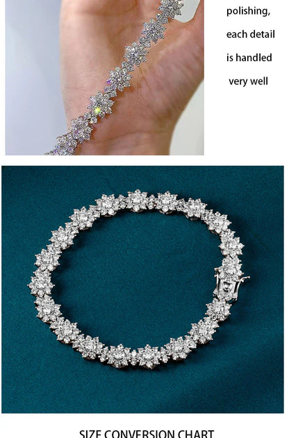 All Mozambique New Sunflower Moissanite Women's Bracelet 925 Sterling Silver Diamond Jewelry Moissanite Diamond Women's Bracelet