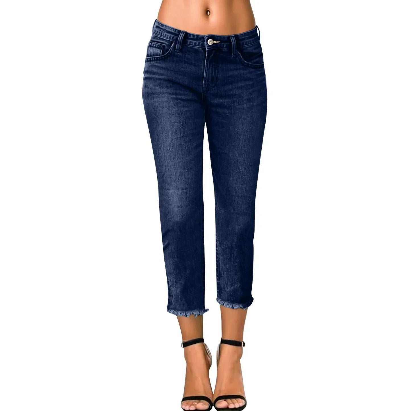 Ladies' Fashionable Slim Fitting Ripped Trendy Jeans Summer Streetwear Casual Distressed Stretchy Denim Pants