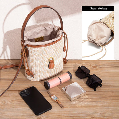 Summer New PP Grass Woven Handbag Holiday Phone Bag Women's Shoulder Bag