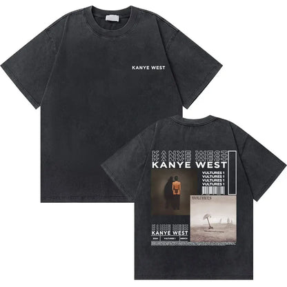 Washed Vintage Rapper Kanye West Graphic T-shirts THE LIFE OF PABLO Cover Print Tshirt Men Hip Hop Fashion Oversized T Shirts