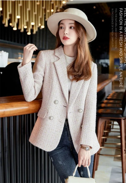 Female French Style Small Fragrant Wind Coarse Tweed Suit Jacket 2023 Spring New Women's High-end Sense Goddess Fan Small Suit
