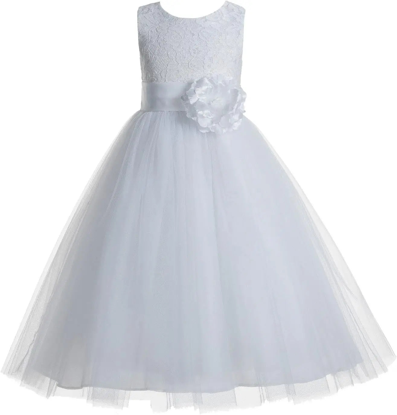 Ivory Floral Lace Heart Cutout Dress for Girls Junior Bridesmaid Pageant Gown Elegant Flower Girl Pageant Dresses