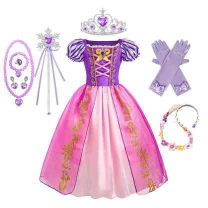 Girls Costume Children Cosplay Princess Dress Kids Halloween Birthday Pageant Party Rapunzel Dress Girl Carnival Tangled Clothes