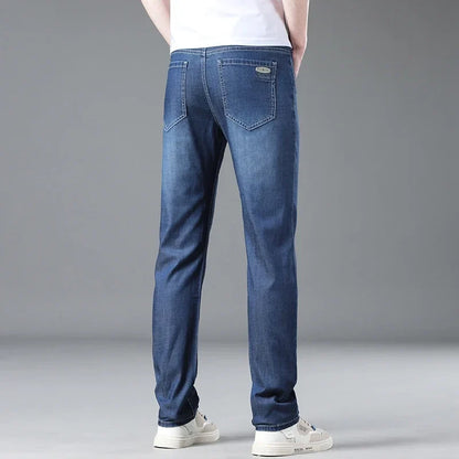 New Men's Thin Lyocell Jeans Soft Business Stretch Fashion Trousers Slim Brand Casual Elasticity Denim Pants Male Clothes