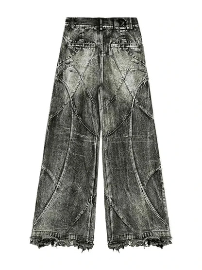 Vintage Y2k Streetwear Punk Hip Hop Jeans Women Pants Grunge Baggy Ripped Denim Trousers Gothic Distressed Wide Leg Jeans Goth
