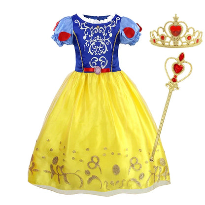 2026 Girls Costume Sleeping Beauty Aurora Princess Party Rapunzel Halloween Snow White Cosplay Costume Kid Cinderella Dress up