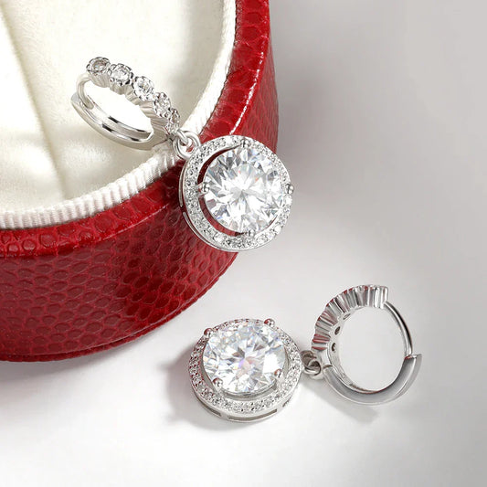 3Carat Moissanite Hoop Earrings With  Certificates Round Sunflower D Color Diamond Drop Earring 925 Silver Earring 2024 Trend