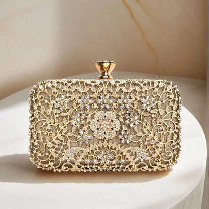 Hollow Out Style Diamonds Clutch Luxury Metal Rhinestones Evening Bags Flap Party Wedding Handbags Purse