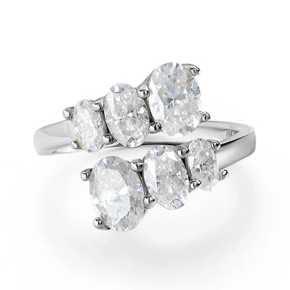 3.6CTTW Certified Full Moissanite Wedding Rings for Women Sparkling Bride Lab Diamond Band Pure 925 Silver Plated 18K
